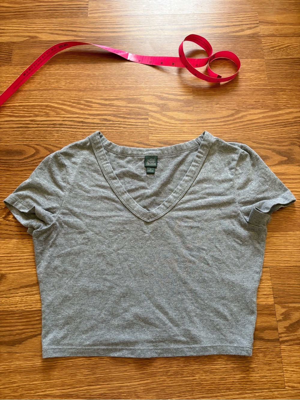 wild fable Gray V-Neck Crop Tee